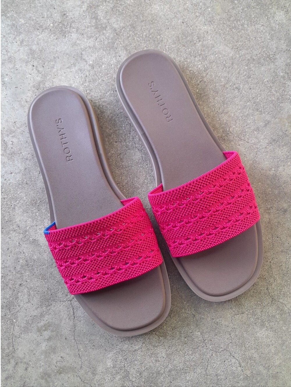 Rothy's retired color The Slide Sandal Rouge Crochet Sz 8 Minimalist Shoe